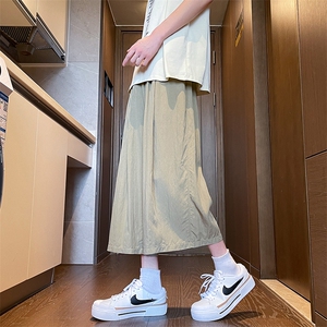 8XL-M 特大码阔腿山本裤冰丝裤男薄七分裤褶皱慵懒凉凉裤K977P45图片
