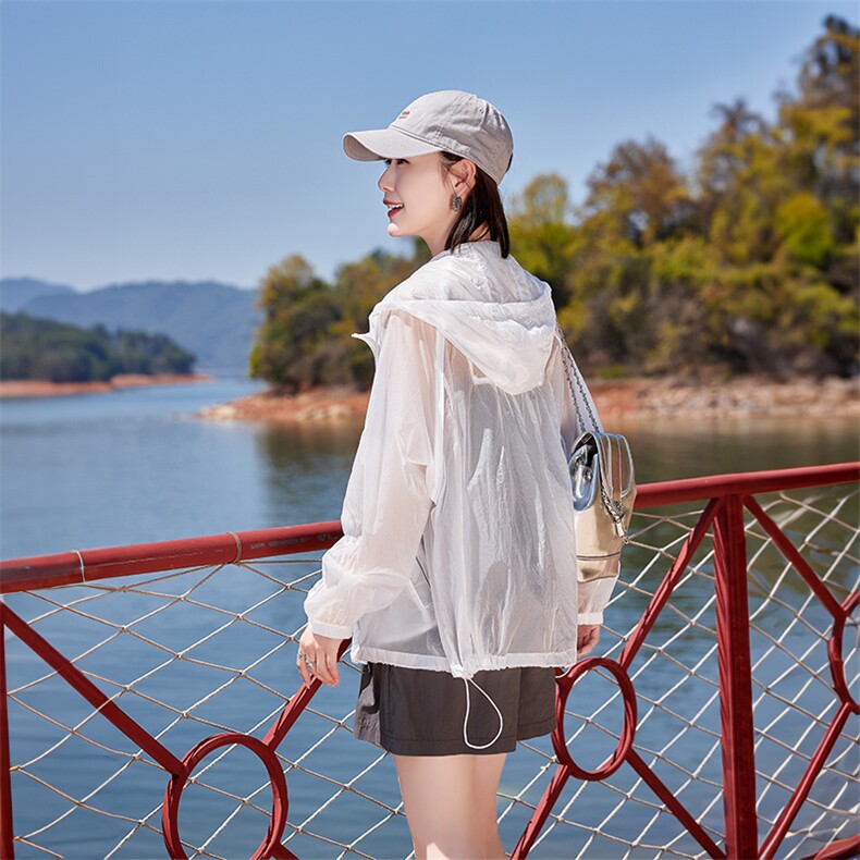 时尚防晒衣女开衫2025夏季新款宽松连帽防晒衫透气户外凉感薄外套,女装防晒衣,可可小西