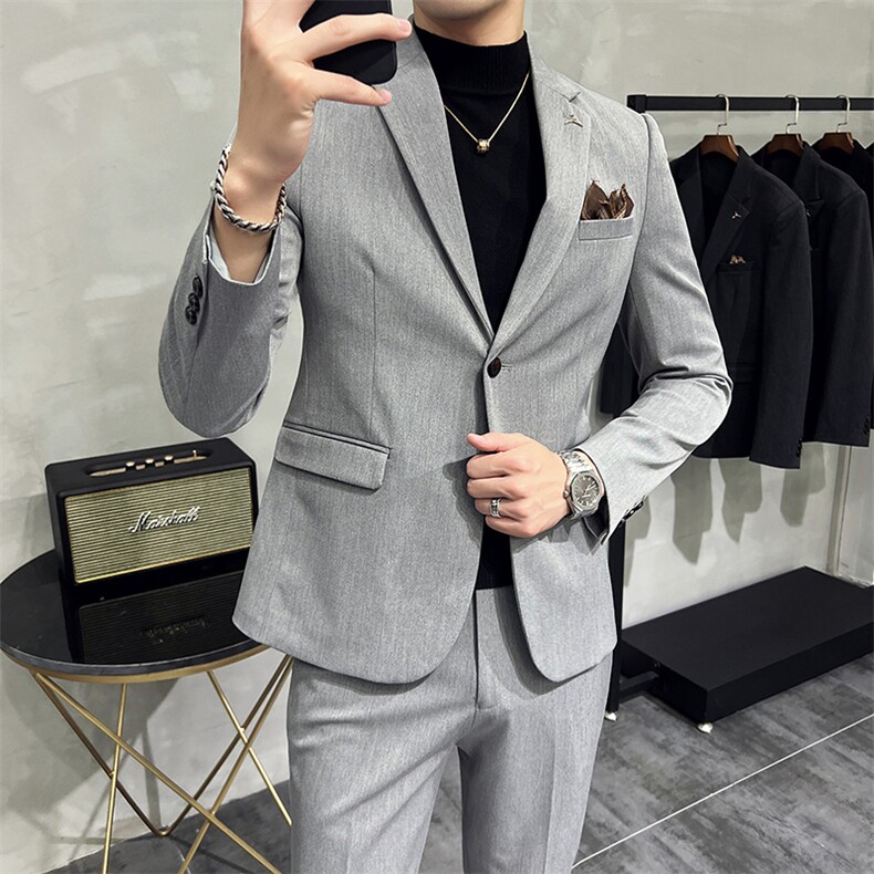 品质西服套装男两件套韩版修身商务休闲西装婚礼西装KTZ802-P240,男装西服套装,星座1105-3