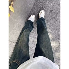 美式复古蓝做旧微喇牛仔裤男女2026新款显瘦显高百搭直筒裤，男装牛仔裤，四季星座505