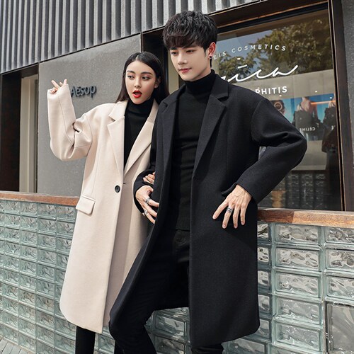 2025冬季纯色情侣款加棉休闲百搭毛呢大衣外套男潮1913加棉-P140，男装毛呢大衣，电商A413