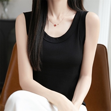 纯色显瘦无袖上衣背心U领弹力打底针织吊带百搭搭内穿外搭夏季，女装背心吊带，思牵羊绒