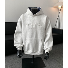春秋美式凹凸钢印字母连帽卫衣WY3905常规P65控88，男装卫衣，电商B208