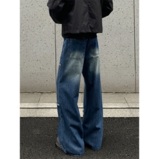 2025秋季新款外景美式毛边拼接牛仔裤M-5XLGK25997-P50，男装牛仔裤，电商A022