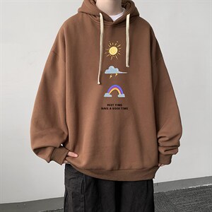 WY2141-P35 纯棉连帽卫衣男大码运动帽衫宽松薄外套男图片