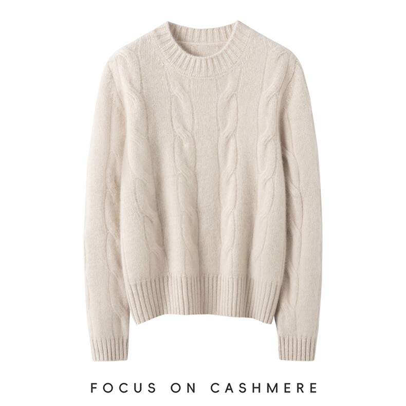 秋冬新款纯色针织圆领套头上衣时尚百搭，女装羊绒衫，缇曼羊绒