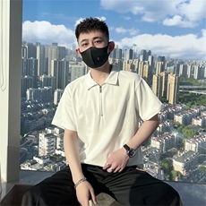 半拉链短袖t恤男polo衫夏季痞帅上衣2024新款高级感半袖T215，男装T恤，星座1116A-2（原606A-1）