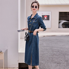 2025欧货复古港风牛仔连衣裙女中长款春秋新款显瘦开叉裙子小个子,女装连衣裙,瑶迪,浙宝-网红风 2025欧货复古港风牛仔连衣裙女中长款春秋新款显瘦开叉裙子小个子,女装连衣裙,瑶迪,浙宝-网红风