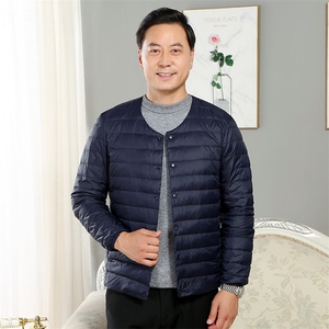 男中老年90绒轻薄连帽羽绒服外套秋冬休闲羽绒轻便外套