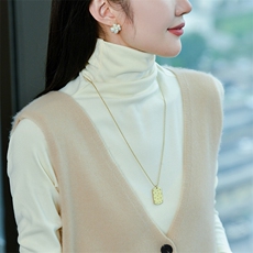 早秋新款山羊绒针织背心女V领纯色马甲坎肩韩版时尚无袖开衫毛衣，女装马甲，兴泰羊绒