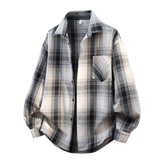 春季潮流格子衬衫男休闲长袖外套青少年男装，男装衬衫，星座1107-1