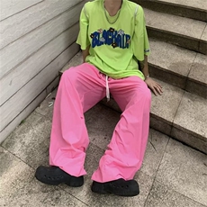 彩色休闲直筒长裤子男女潮流嘻哈街头美式阔腿裤青年夏KX506-P35，男装休闲裤，星座1008