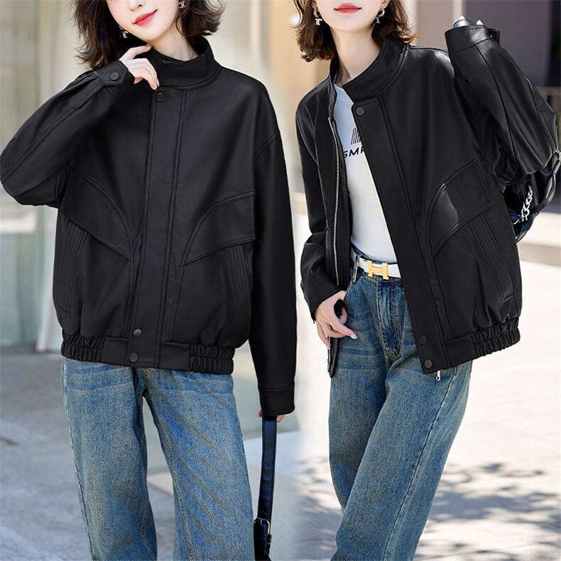 现货2024新美拉德穿搭口碑仿羊皮宝藏私服C位复古皮衣外套女秋冬,女装皮衣,江南女神