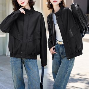 现货2024新美拉德穿搭口碑仿羊皮宝藏私服C位复古皮衣外套女秋冬图片