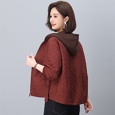 2024秋装新款时尚连帽拼接刺绣外套，女装短外套，鑫鑫格