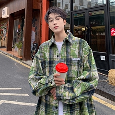 衬衫男春季新款港风宽松大码扎染长袖衬衣CS3098-特P30，男装衬衫，星座214-3