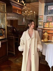 2025年收腰毛呢外套女秋冬季长袖宽松高级感斗篷大衣中长款上衣，女装毛呢外套，宸诺服饰