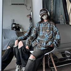 衬衫男2025春季新款港风大码宽松长袖磨毛衬衣CS618-P38，男装衬衫，星座214-3