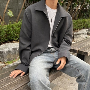 816B-JK116-P105 秋季韩版男士短款翻领宽松夹克休闲拉链外套韩图片