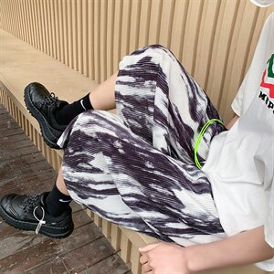 扎染设计感 冰丝短裤休闲五分裤情侣夏季运动裤男  8009-P40图片