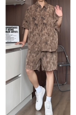 1短袖衬衫男+短裤男套装男100%聚酯纤维M-5XL大码TZ78717P50控98，男装休闲套装，星座226-2