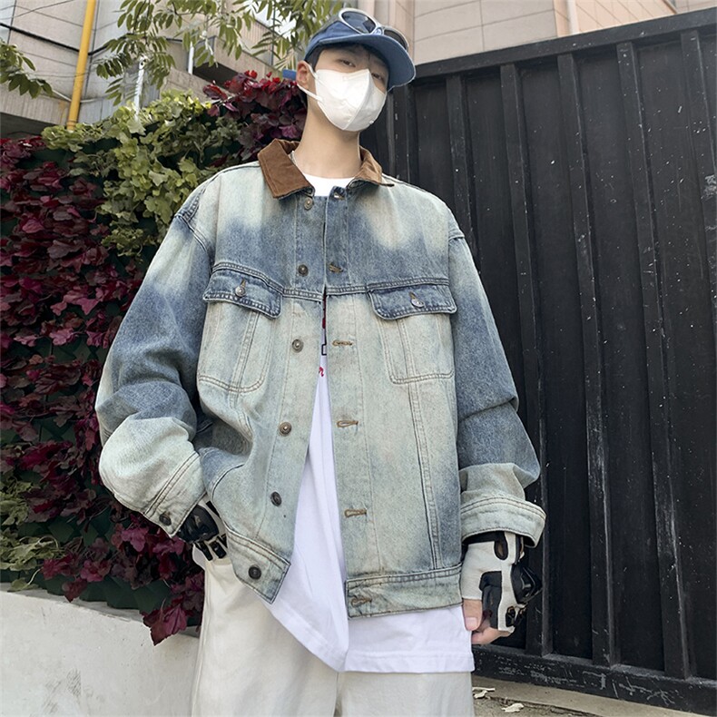 Wt8202-P65美式复古扎染水洗牛仔夹克,男装夹克,星座1501-1