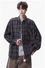 衬衫男秋季新款港风宽松大码磨毛长袖衬衣CS37-P38，男装衬衫，星座214-3