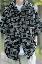 1港风冰丝短袖衬衣大码M-5XL情侣潮短袖衬衫男DCS8711P35控49，男装T恤，星座226-2