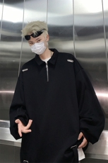 405A美式高街设计感金属气眼拉链翻领卫衣WY24812-P68控88，男装卫衣，星座405A
