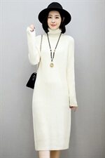 连衣裙纯色时尚宽松舒适纯色高领2020年冬季长袖长裙，女装连衣裙，安之芮娜