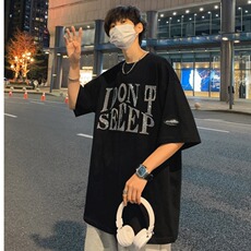 2021休闲港风时尚潮流上衣嘻哈烫钻男街头短袖印花潮t恤T237-P25，男装T恤，星座512-2
