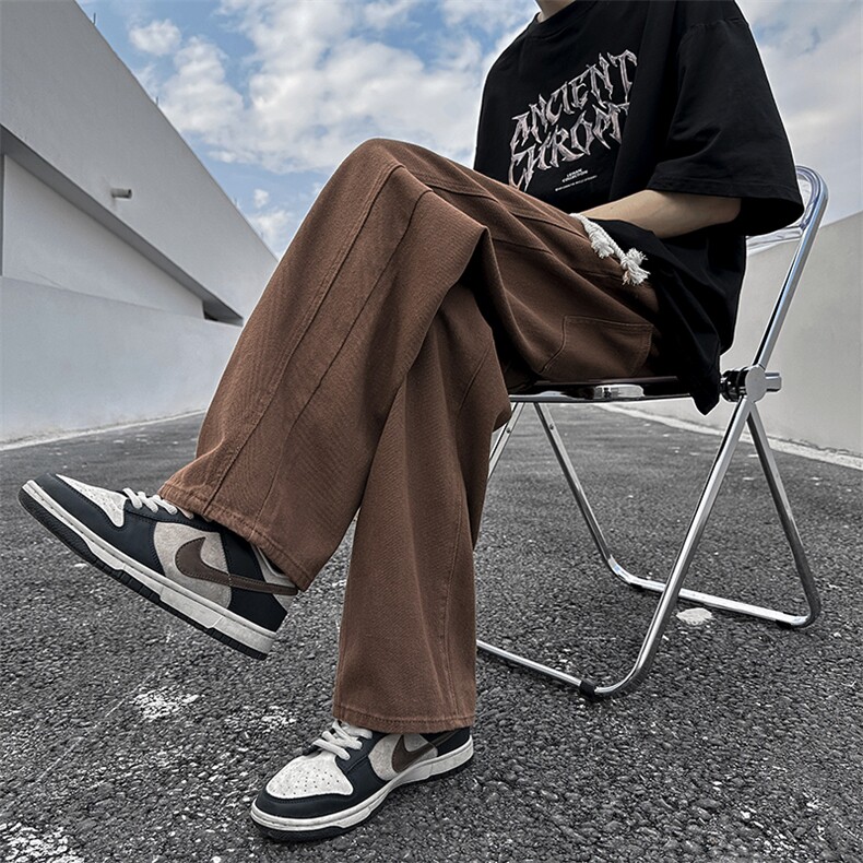 复古抽绳松紧直筒牛仔裤休闲宽松慵懒小众男女长裤子60344-p45,男装牛仔裤,星座1008-2