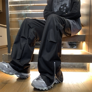 XZ213-DK2001-P55控68 港风大码拉链开叉hiphop美式休闲工装裤男图片