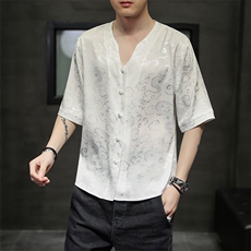 风衬衫夏季T恤潮提花时尚潮流T102-P55，男装T恤，电商A227