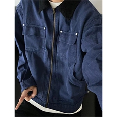 简约百搭工装夹克男潮翻领休闲上衣情侣宽松外套513AJK2466P67，男装夹克，星座513A