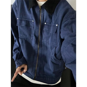 简约百搭工装夹克男潮翻领休闲上衣情侣宽松外套513AJK2466P67图片