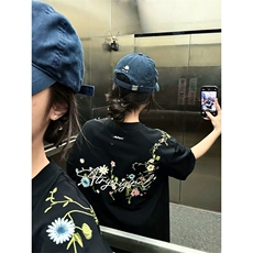 万针全刺绣工艺抖音得物高品质260克重磅纯棉双纱美式高街短袖T恤，男装T恤，电商A486-1