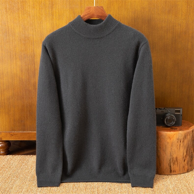 2025年秋季圆领时尚百搭通勤简约休闲，男装羊绒套衫，米亚康羊绒