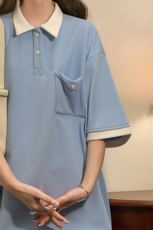 现货高质感两件套装衬衫领大码T恤短袖短裤225-2-20305-P65控88，男装T恤，星座225-2