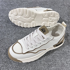 小白鞋老爹鞋男高级感百搭2024夏季透气网面大头宽脚真皮运动，男鞋休闲鞋，黄金折扣鞋