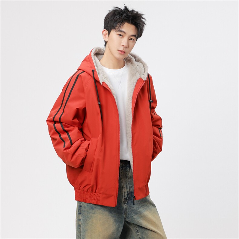 自家图有视频加绒毛领棉衣冬季新款座山雕连帽派克棉服M2556p88,男装棉衣,电商D315