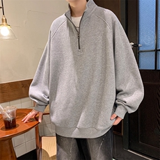 8XL-M特大码卫衣男纯色百搭条纹肌理立领拉链长袖T恤男WY08P55，男装卫衣，电商D206-1