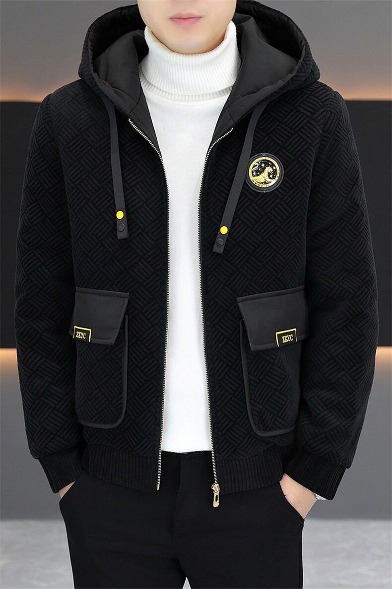 加绒加厚青年男休闲时尚连帽百搭刺绣加绒夹克外套M1813-P98,男装夹克,星座310B-3