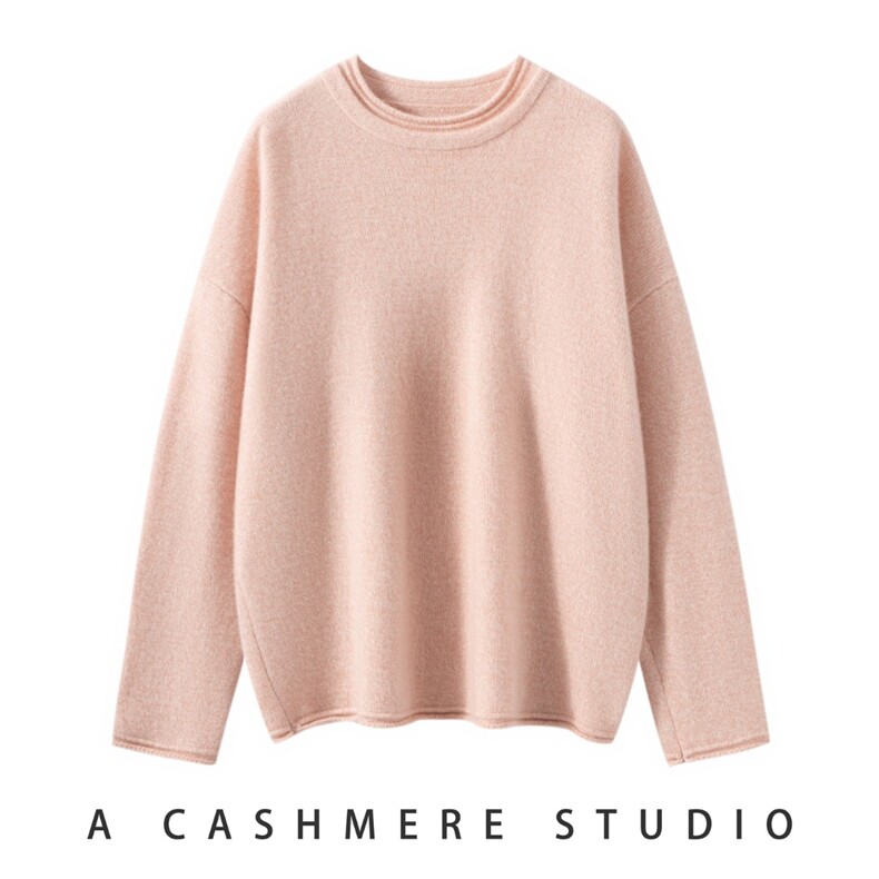 2025百搭时尚圆领设计感领口羊绒衫，女装羊绒衫，戎叶云台
