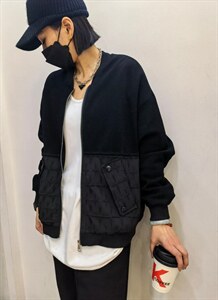 针织拼接休闲棒球服图片