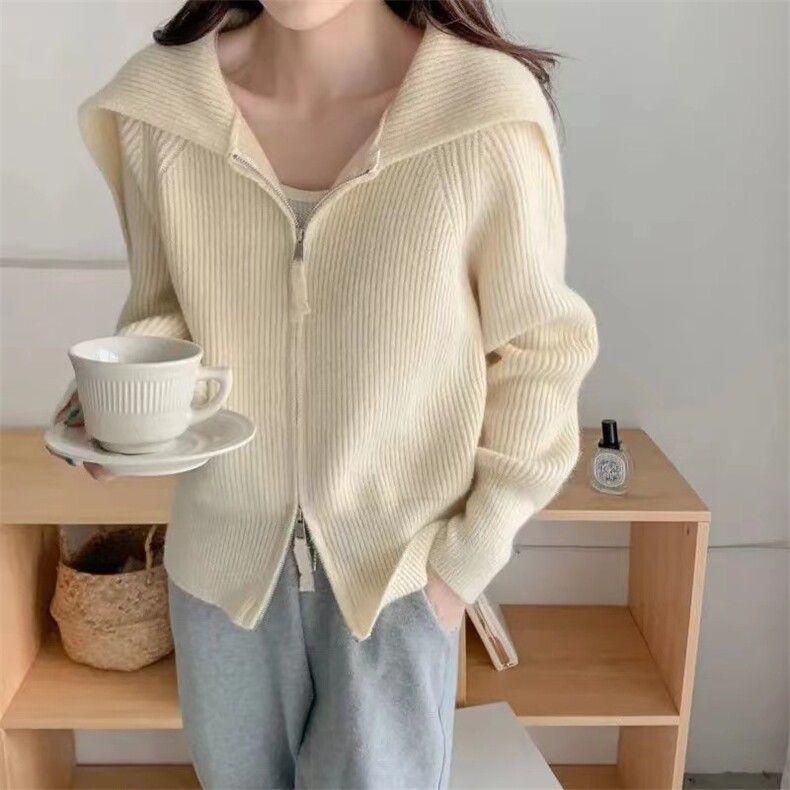 时尚百搭女士羊毛衫高领宽松显瘦针织开衫秋冬保暖毛衣,女装羊毛衫,恒恩羊绒