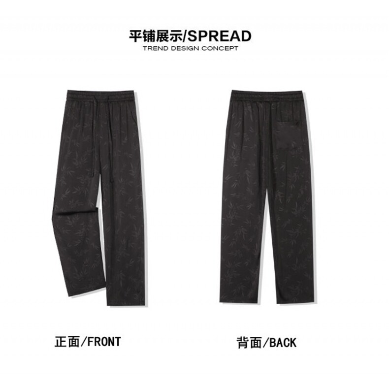 抖音品质夏季新款竹子压花冰丝宽松休闲裤B315-K24110-特p35控68,男装休闲裤,电商B315