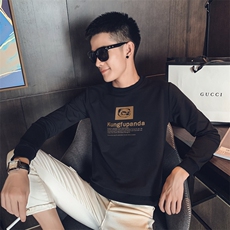 绿色2023春装社会小伙修身印花圆领卫衣男潮W044-P48控价68，男装卫衣，电商A108