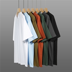 落肩重磅纯棉T恤班服文化衫印图logo圆领工作服5分袖团队衣服，男装T恤，电商B212（原钱塘6029）