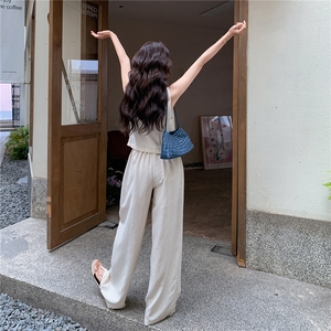 简约老钱风重工刺绣马甲阔腿裤套装女2026夏季显瘦超好看一整套图片